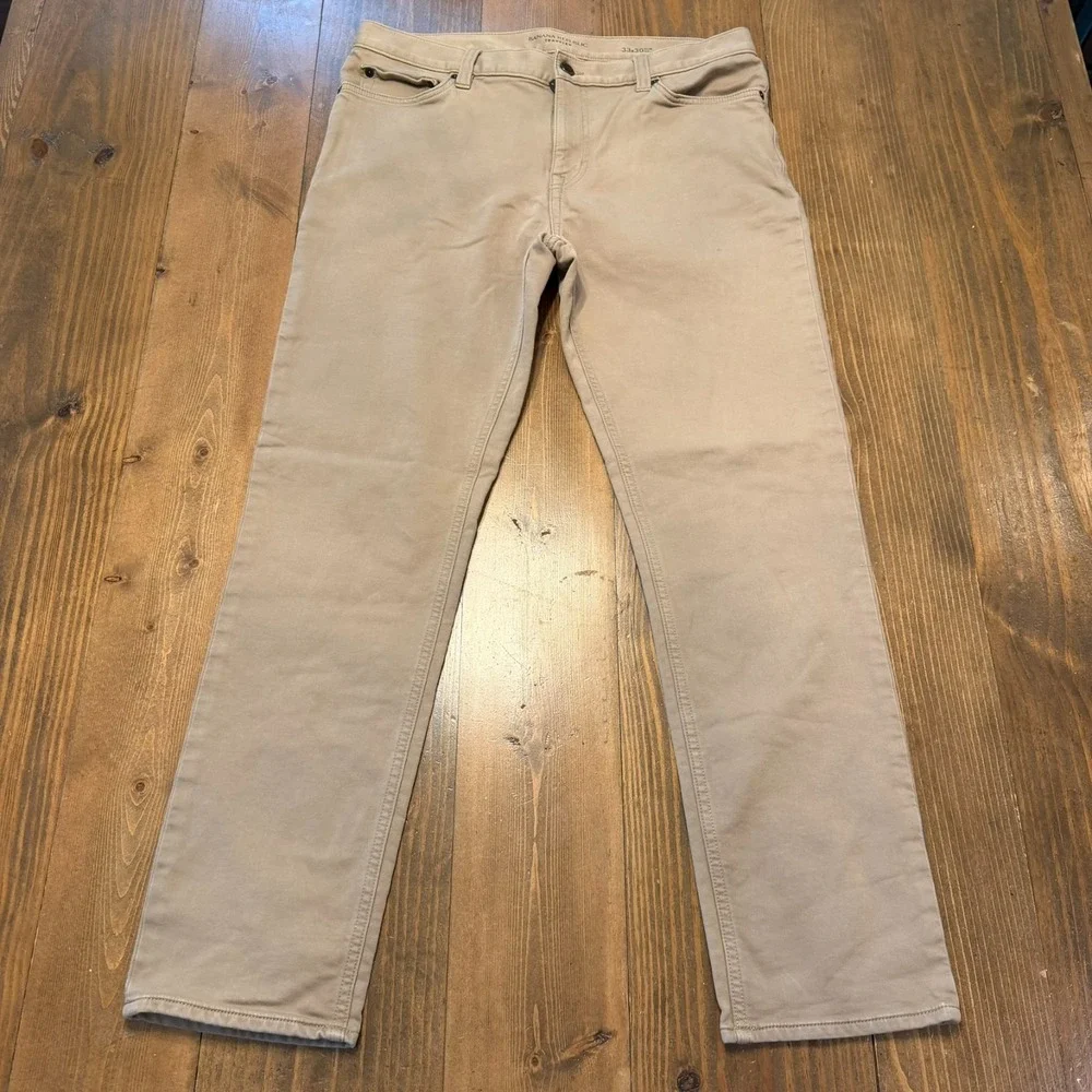 Banana Republic Traveler Jeans Pants Slim Fit Khaki 33x30 Preppy Classic Stretch